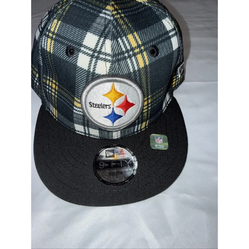 PITTSBURGH STEELERS BLACK PLAID NFL NEW ERA Hat Youth
